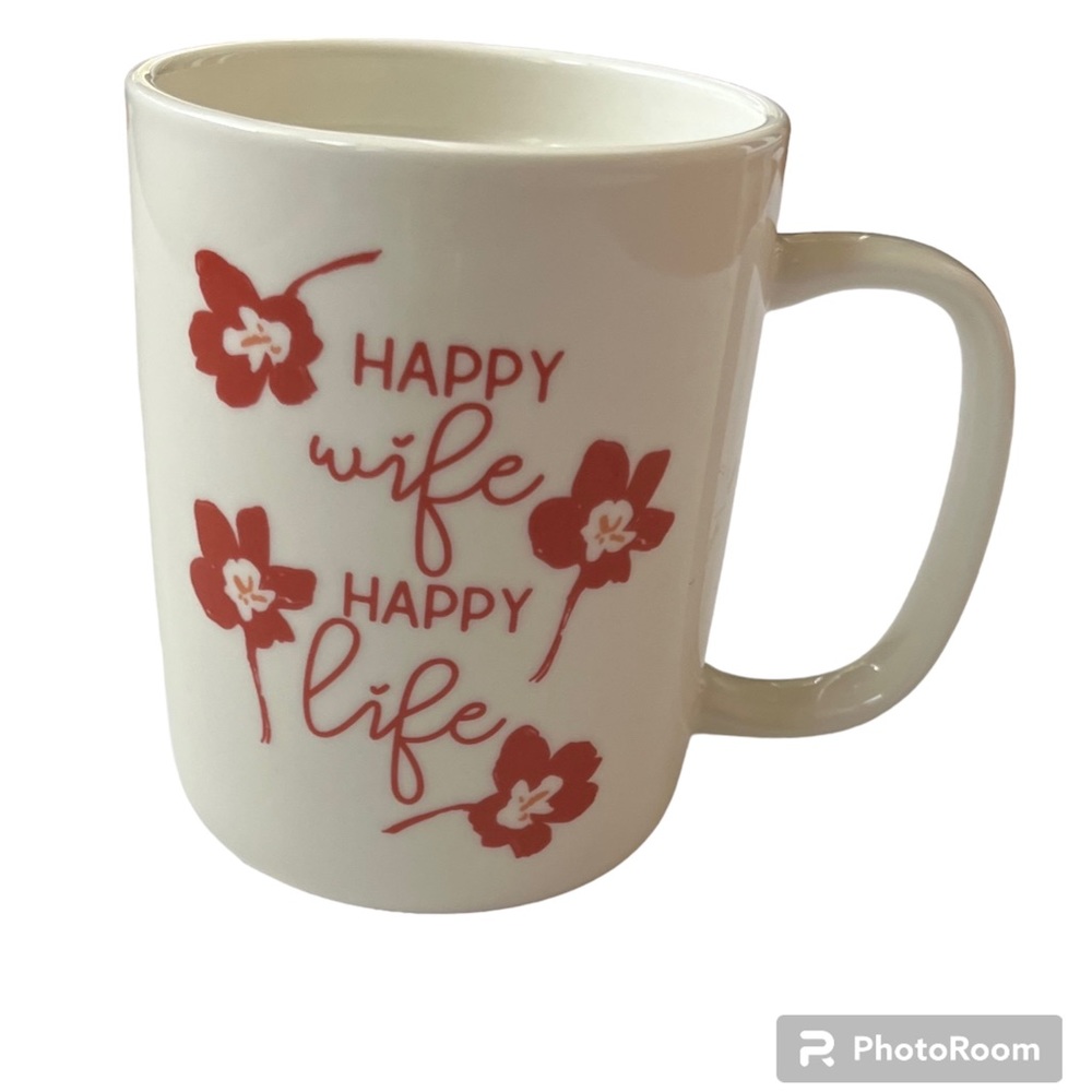 OpalHouse Stonewear Happy Wife Happy Life Red and White  Mug